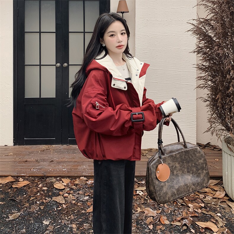 现货 圣诞新年红  加绒加厚派克服女  2C206-L58-P200-K298图片