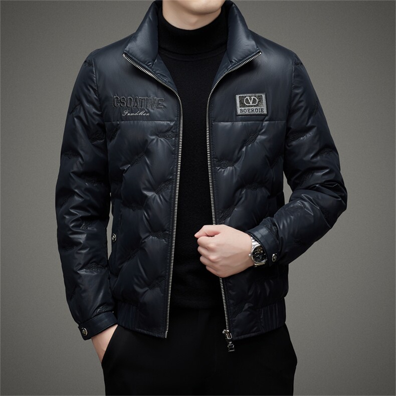 DJ22129钱塘2020-3冬季厚款时尚休闲简约立领中年男士羽绒服P350,男装羽绒服,钱塘207-3