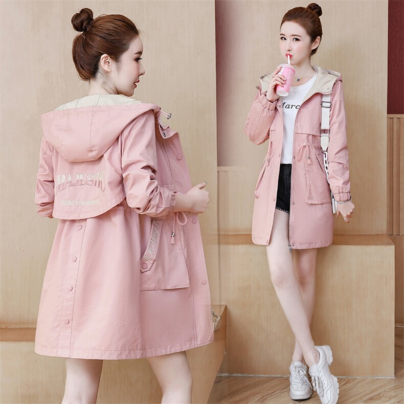 风衣时尚潮流舒适中长款2024年春季长袖个性优雅，女装风衣，靓星雨