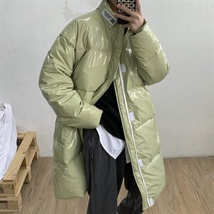 518中长款棉衣男亮面镭射港风加厚冬装棉袄男M2023 P145 控168图片