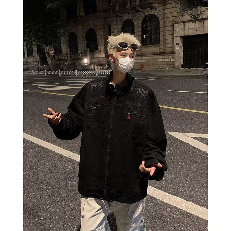 牛仔外套男士韩版潮流高街帅气2025春季ins宽松夹克W5911-P87,男装工装外套,星座412-3