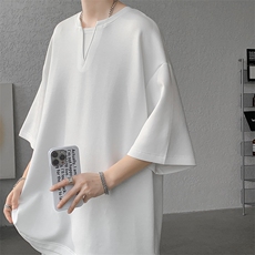 8XL-M特大码短袖男假两件五分袖高品质空气层宽松上衣DX321P35，男装T恤，电商D206-1