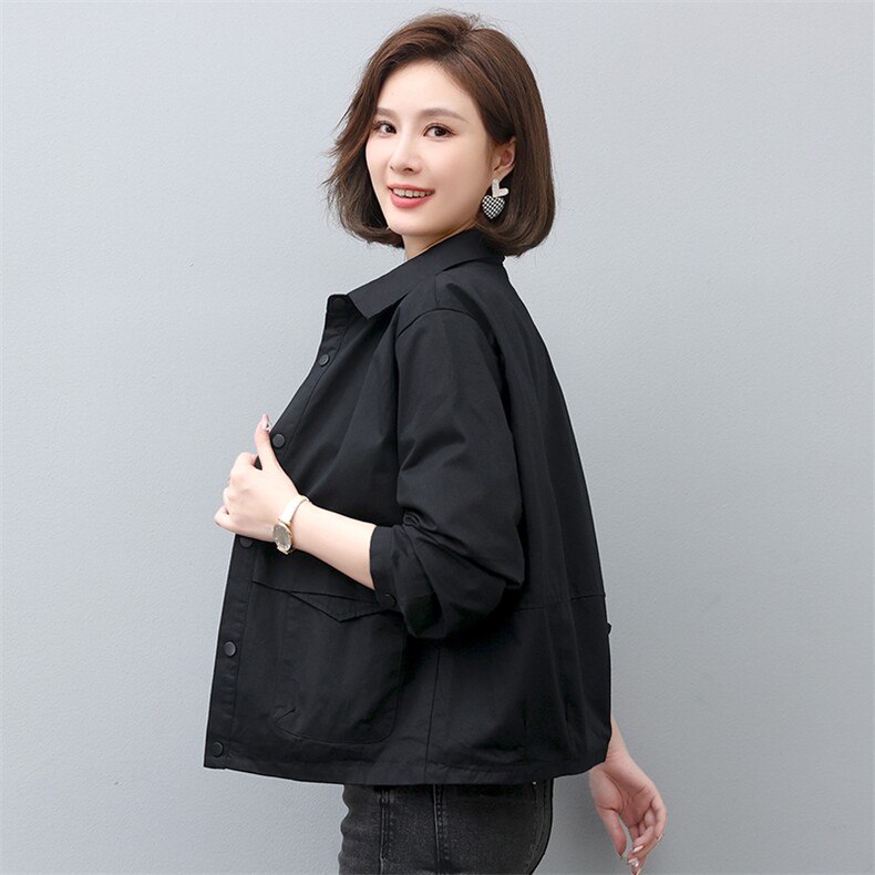 休闲薄款外套女短款2024年秋季新款妈妈装中老年大码宽松夹克上衣,女装短外套,曼沙奕珂