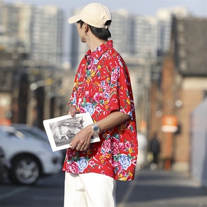 P01中性男女休闲大码花衣服polo衫宽松透气东北大花风团队服图片