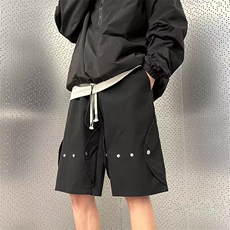 CP1147-P26设计感运动短裤男生高街夏季宽松阔腿休闲五分裤，男装牛仔裤，电商B323A