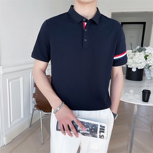 夏季男生翻领短袖POLO衫织带修饰 T恤 6375-P53图片