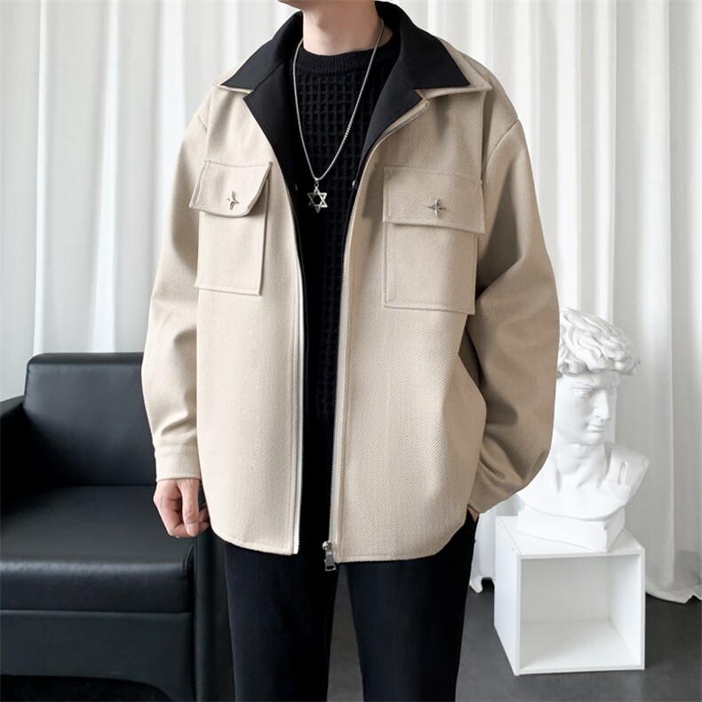 【精品】秋冬毛呢夹克男外套男假两件大码轻熟JLJ-209批115爆景D,男装夹克,星座401