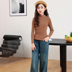 优雅气质女童长袖针织衫秋冬新款儿童打底衫时尚百搭女童，童装儿童针织衫，暖姿羊绒童装店