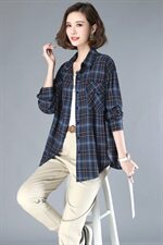 2021年春季时尚潮流舒适休闲衬衫排多扣长袖优雅，女装衬衫，小林双子