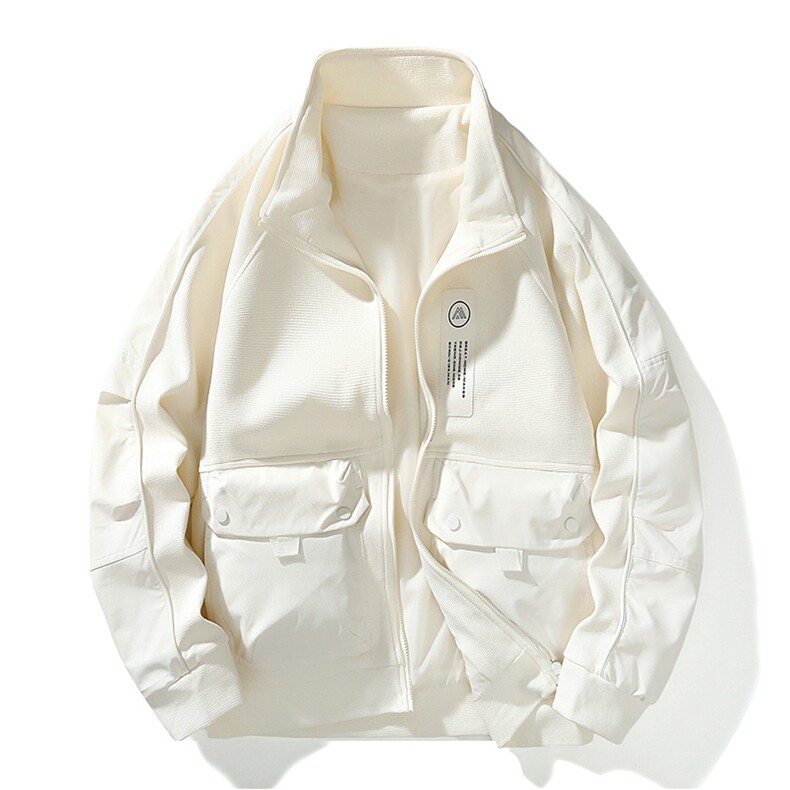 翻领外套秋季2026新款潮牌拼接夹克休闲宽松上衣A436-W106-P68，男装夹克，电商A436