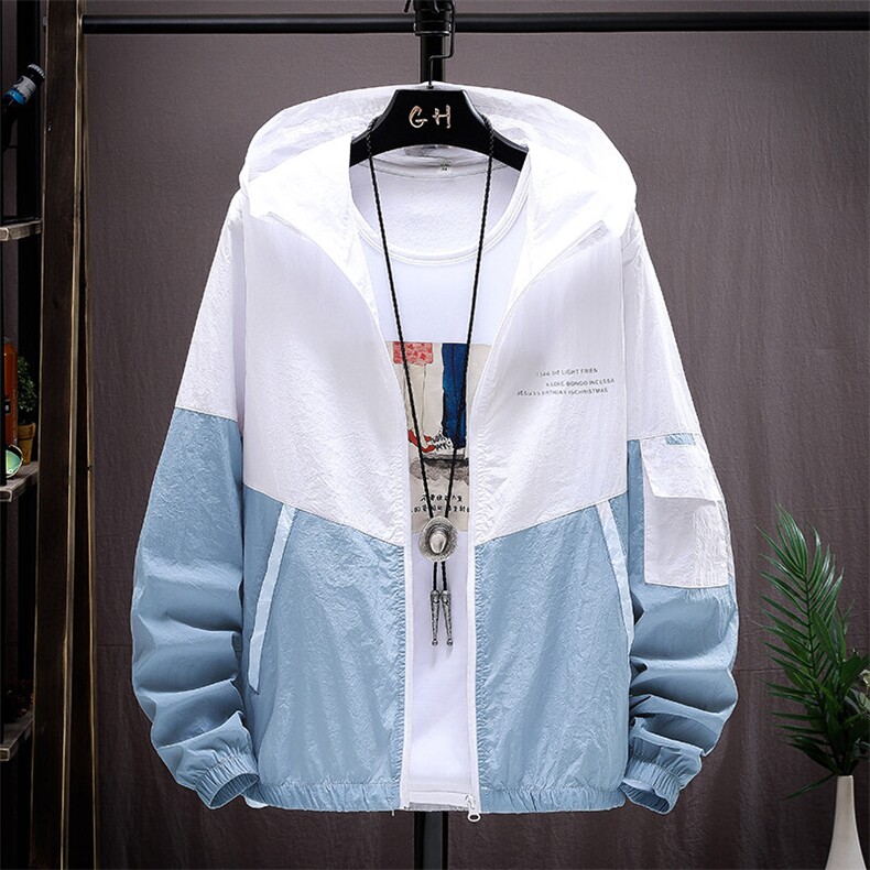 2025夏季拼接防晒衣男士韩版潮流户外防晒外套跑量F030-P16，男装防晒衣，星座1105