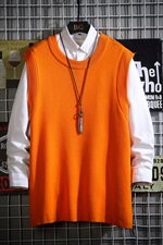 网格秋季简约纯色坎肩针织背心男时尚款马甲外套A090-MJ23P40限58，男装背心/马甲，电商A089-1