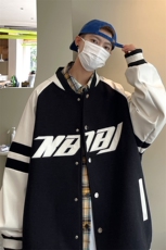 PU呢料拼接棒球服宽松港风欧美潮牌夹克男皮衣A071-PY188-P100，男装夹克，电商A071