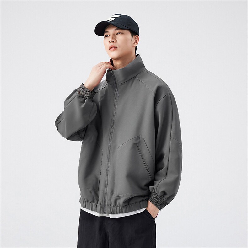 新款中性风户外夹克男立领纯色上衣冲锋衣外套DSA157B-JK7822-P60图片
