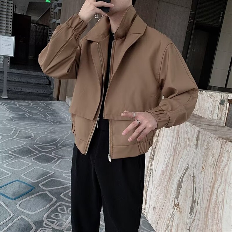 高品质秋款男夹克衫假两件拼接拉链外套JK0017 P65图片