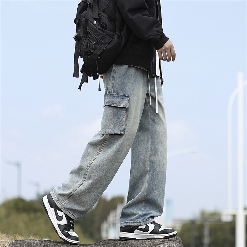 牛仔裤男宽松直筒工装裤K2368P55,男装牛仔裤,电商D325