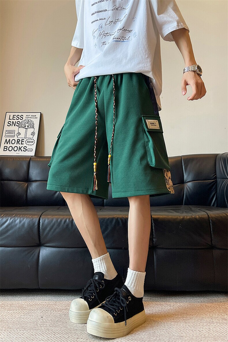 8XL-M华夫格针织短裤男夏季风宽松潮流休闲四五分裤DK1540P45,男装休闲裤,电商D206-1