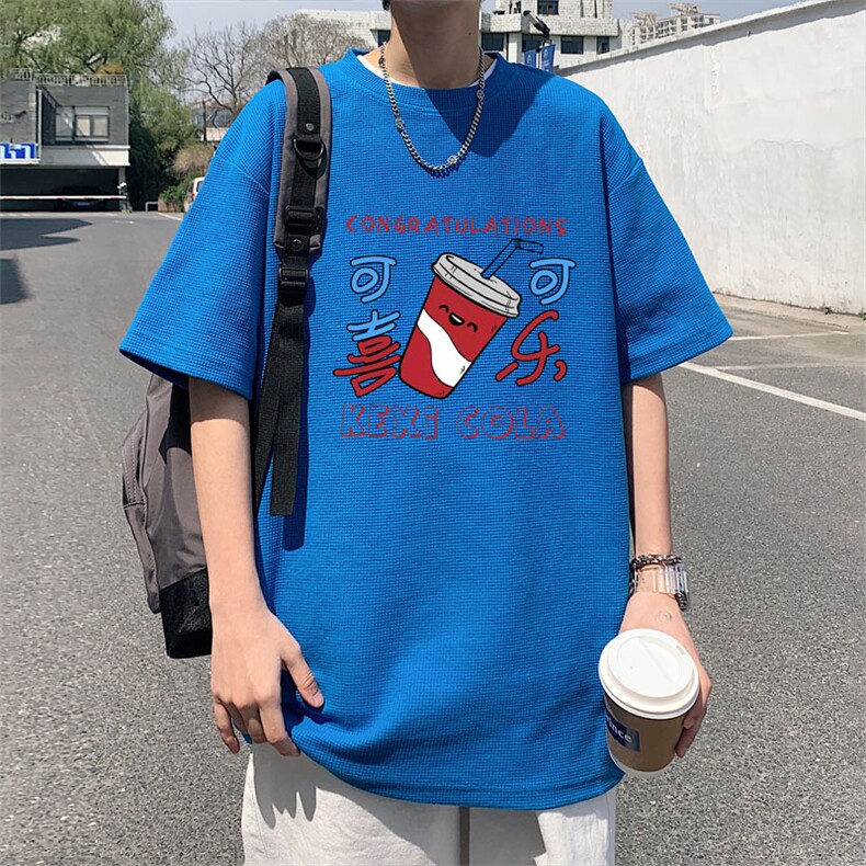 ！2022夏季男士华夫格短袖T恤宽松潮流半袖体恤TXH220P25,男装T恤,电商B220