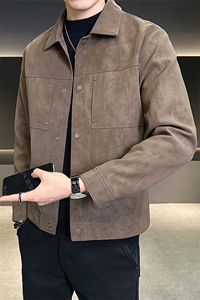 春季2026新款男士外套翻领高端麂皮夹克上衣服 A313-5889-P145图片