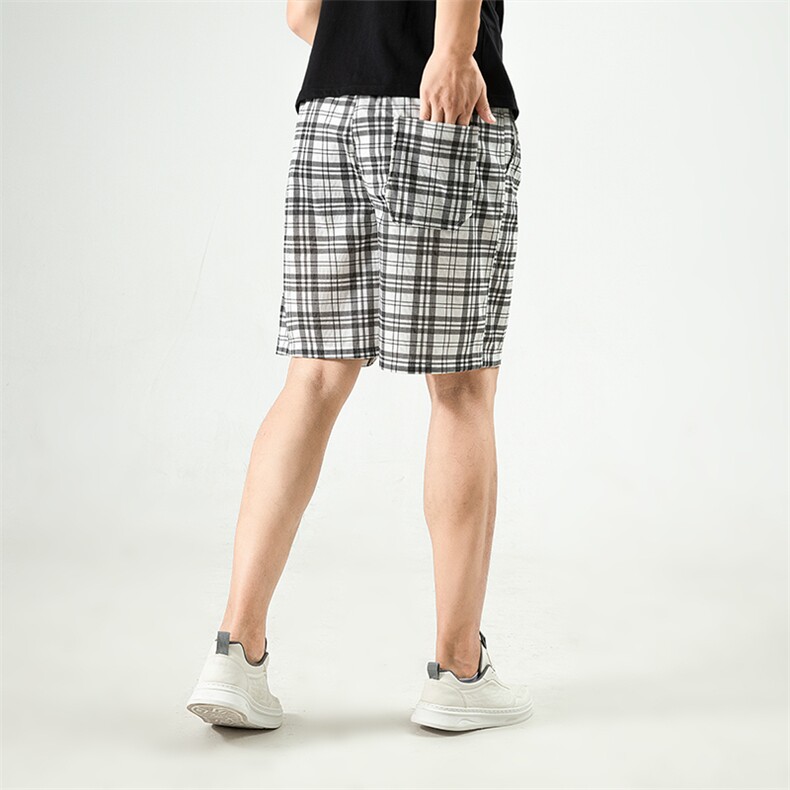 YK86081-P20聚酯纤维cleanfit黑白格子短裤男款夏季薄款,男装牛仔裤,电商A086-1