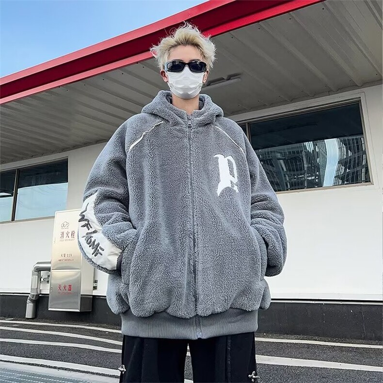 毛毛棉服外套男韩版潮流高街帅连帽保暖2025冬季ins棉衣MF224-P62,男装棉衣,星座412