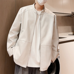 立领男士皮夹克休闲情侣皮衣机车男外套潮A266-PY005-P85控138图片