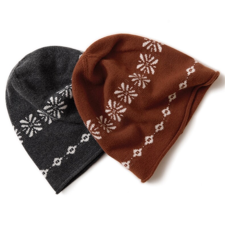 2025年秋季时尚百搭通勤简约休闲雪花针堆堆帽，帽子，远腾羊绒