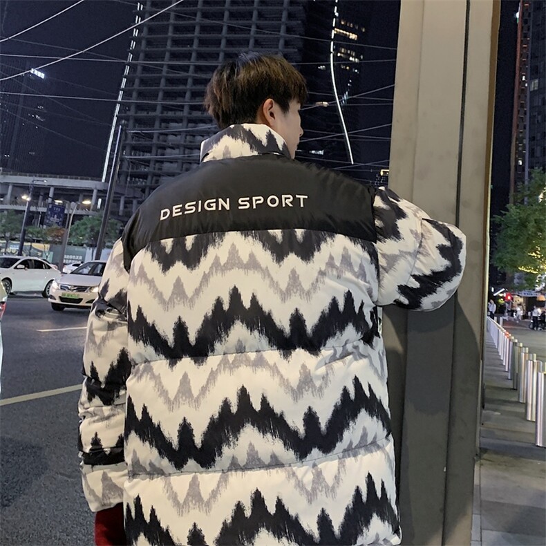 棉服男潮拼色情侣上衣港风加厚保暖宽松立领外套M0780-P90,男装棉衣,星座308B-2