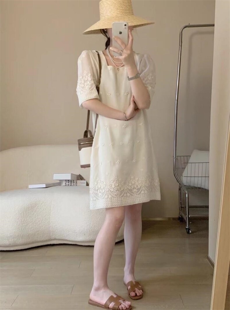 夏季温柔风连衣裙，女装连衣裙，唇蔻