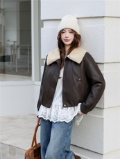 【冬季新款】加棉皮衣外套P145-K210，女装皮衣，简古