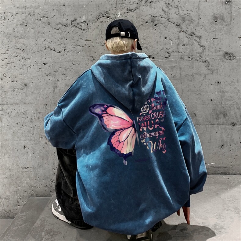 美式重磅水洗复古连帽卫衣潮流大码潮牌做旧XZ517A-BK6677-P68，男装卫衣，星座517A