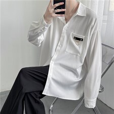 日系衬衫男长袖夏季港风宽松韩版潮流ins港风冰丝衬衣W1159-P32，男装衬衫，星座512-4