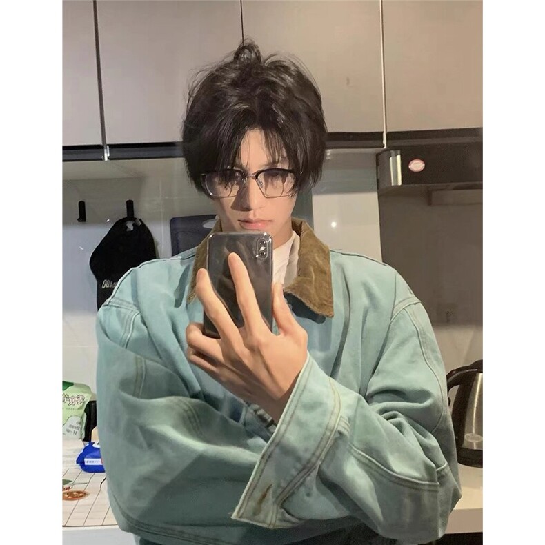 J36-P85美式复古工装夹克男女2025春秋冬新款翻领撞色高街,男装T恤,电商B323A