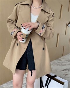 袖子拼格风衣，补单图片