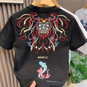 高品质~短袖t恤男夏季韩版刺绣简约半袖上衣宽松休闲潮牌体恤衫图片