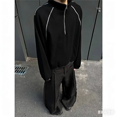 秋季半拉链空气层立领卫衣男高级感廓形外套WT201-P47，女装短外套，星座208-5