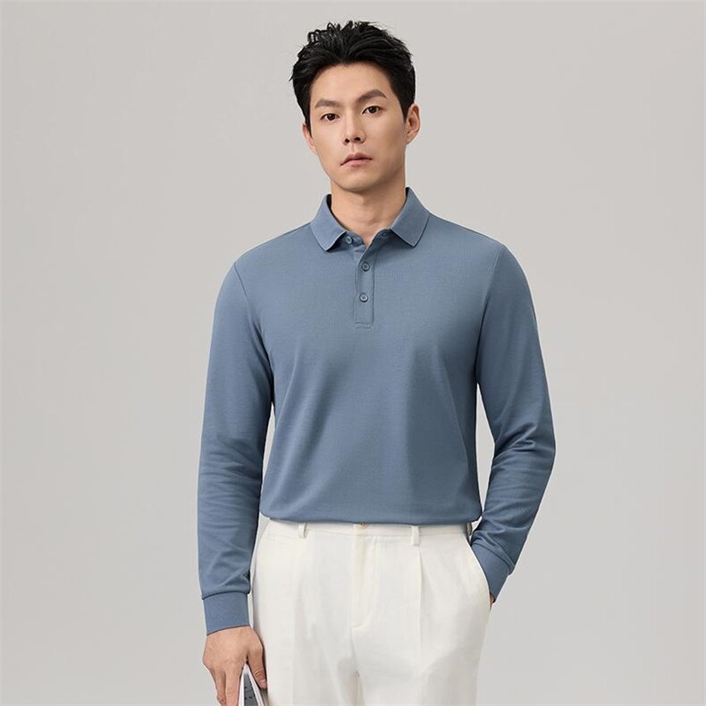 长期款品质长袖翻领多色纯色Polo衫35008-特P48,男装Polo衫,电商D342