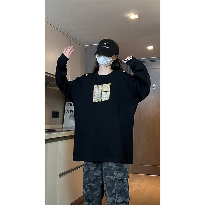 自家图现货纯棉情侣宽松圆领刺绣风卫衣T恤男女WY18-特P35控58,男装T恤,星座205-5