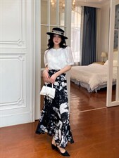 提花小衫?下鱼尾长半裙，女装半身裙，YCJ