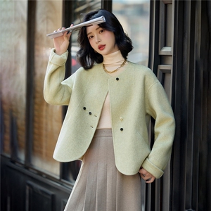 高级感气质短款毛呢外套女2025秋冬新款百搭超好看双面羊毛呢大衣图片