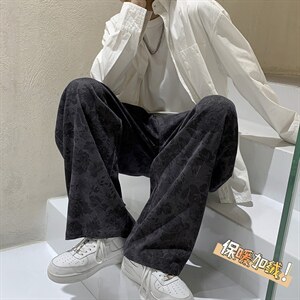 ND816TP50 控价68 男2024冬季新品ins潮牌休闲宽松直筒暗花阔腿裤图片