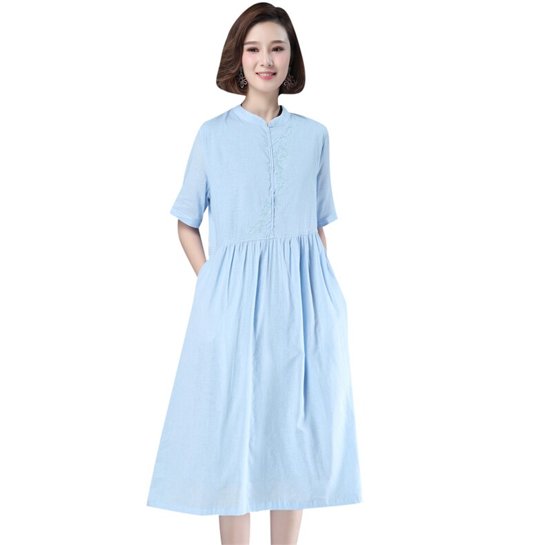 宽松柔软简约连衣裙2021年夏季自然舒适,女装连衣裙,奕阳依阁