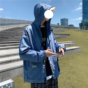 港风冲锋衣男潮牌外套男防风户外旅游服工装夹克男7210P75控108图片