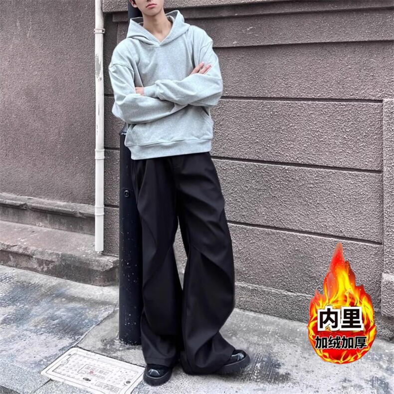 秋冬季加绒痞帅伞兵裤男女款美式休闲西裤男XK019常规P42加绒P48,男装西裤,四季星座505