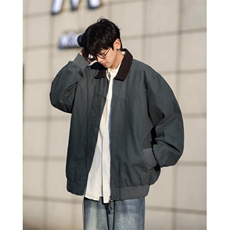 WJ9111-P682026年夹克男潮牌棒球服美式复古宽松纯色飞行员外套，男装夹克，电商C233