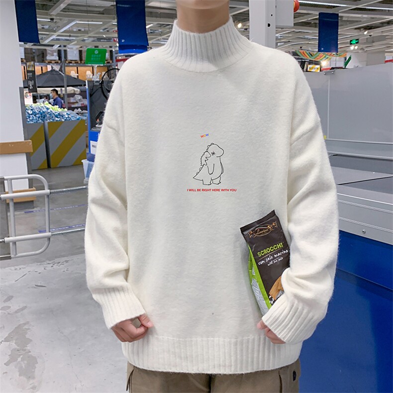 M18140-P45 加绒款-P65半高领毛衣男士大码针织衫男毛线衣男图片