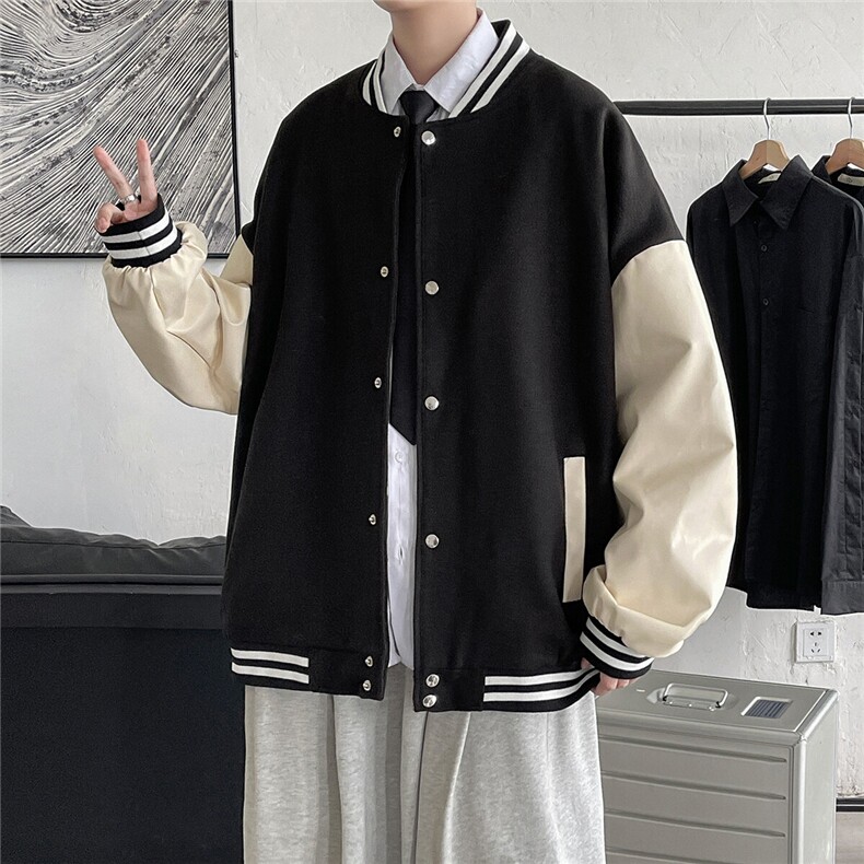 1港风毛呢子休闲宽松潮流棒球服夹克男外套大皂风7423P70控98,男装夹克,星座226-2