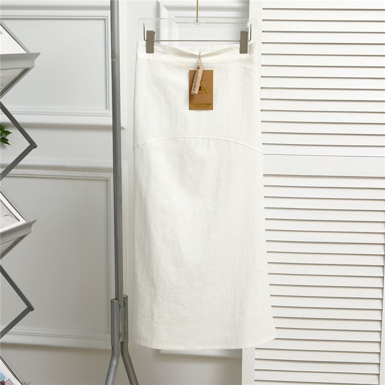 夏季拼接半身裙垂感通勤简约雨露麻半身裙，女装半身裙，湘姗