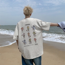 已注册/夏季重磅外景纯棉趣味卡通短袖T恤男宽松打底DT00003/P25，男装T恤，电商B316
