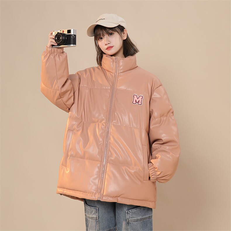 A203-P100冬季新款PU皮棉服字母立领棉服上衣港风个性,男装棉衣,星座911